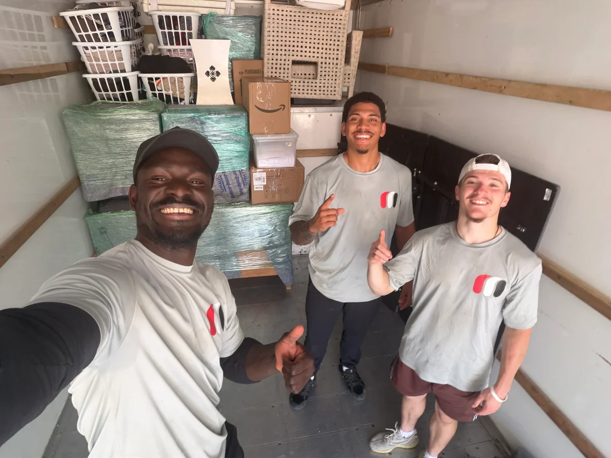 Moving truck and equipment ready for residential or commercial relocation service.