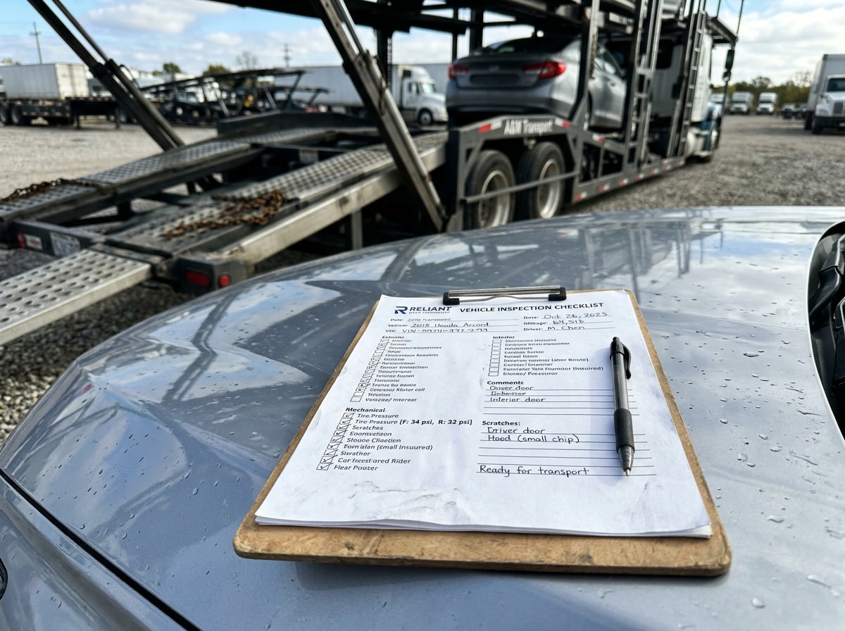Checklist graphic comparing broker versus carrier vetting criteria for car relocation companies