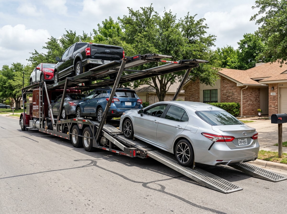 Numbered step graphic showing the car shipping process from McKinney, TX