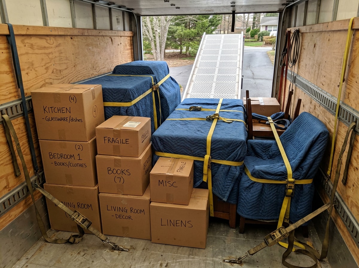 moving crew loading a truck for a short-notice same-day move in Arlington, TX