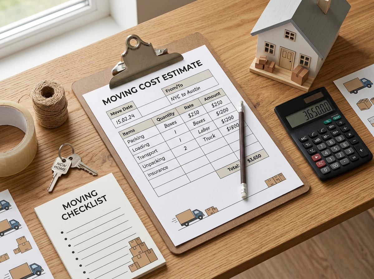 Table comparing moving costs by home size in North Richland Hills Texas