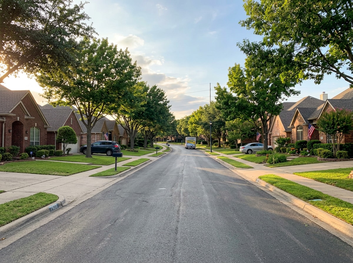 North Richland Hills Texas neighborhood street with homes and trees